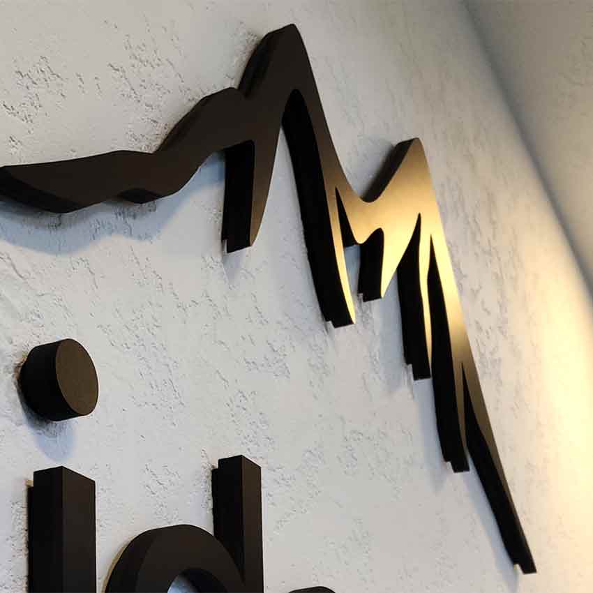 Close-up of Matte Black Dimensional Letters